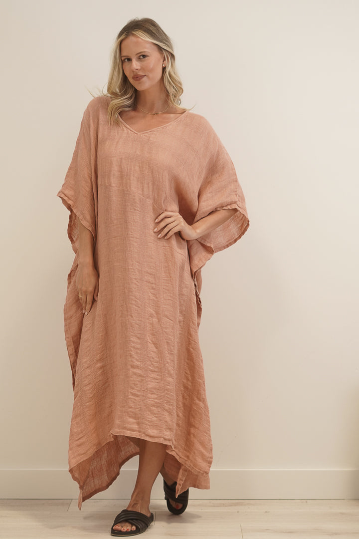Erika Oversized Kaftan Cameo Brown Check