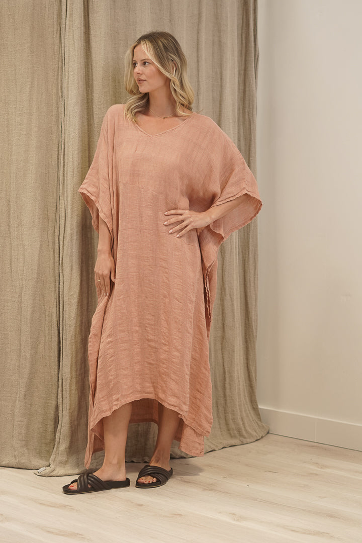 Erika Oversized Kaftan Cameo Brown Check