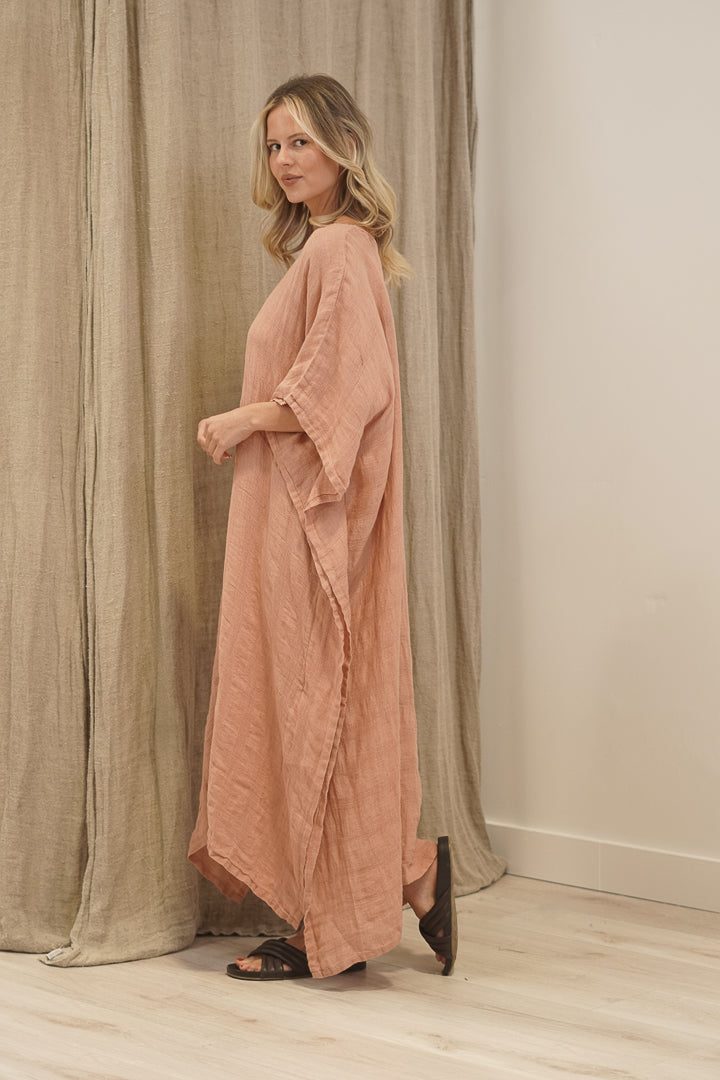 Erika Oversized Kaftan Cameo Brown Check
