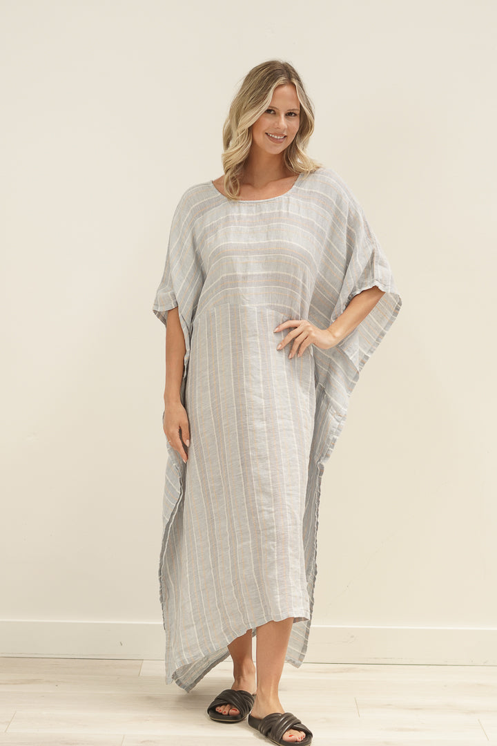 Erika Oversized Kaftan Lemon Sorbet Multi Stripes