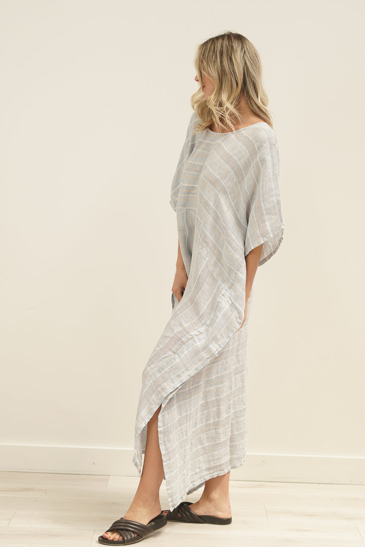 Erika Oversized Kaftan Lemon Sorbet Multi Stripes