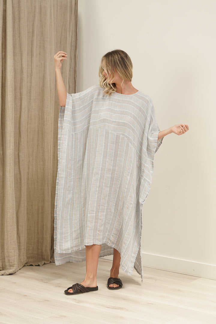Erika Oversized Kaftan Lemon Sorbet Multi Stripes
