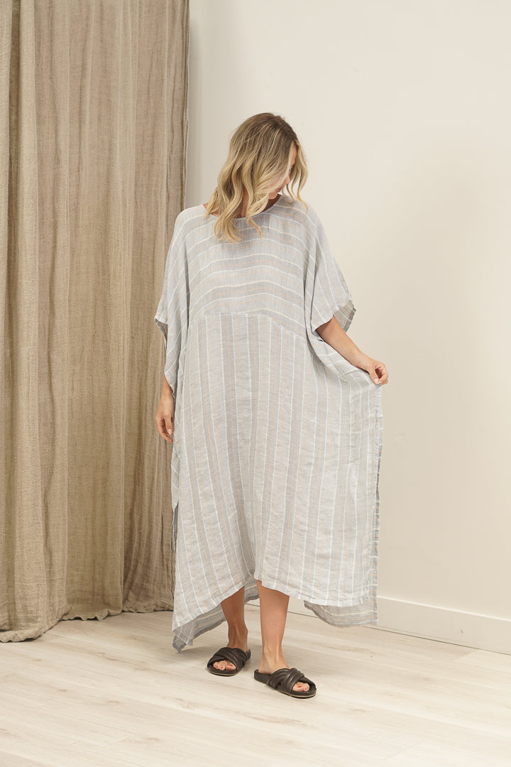 Erika Oversized Kaftan Lemon Sorbet Multi Stripes