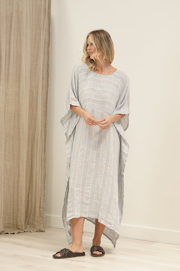 Erika Oversized Kaftan Lemon Sorbet Multi Stripes