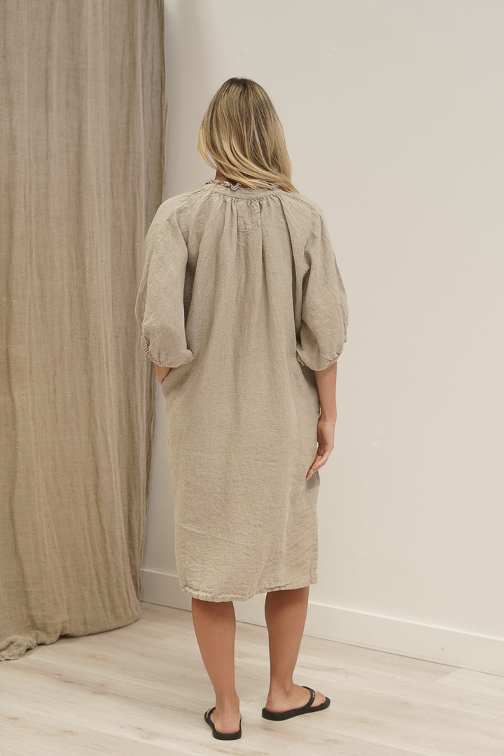 Orabella V-Neck Dress Natural (With Pockets)