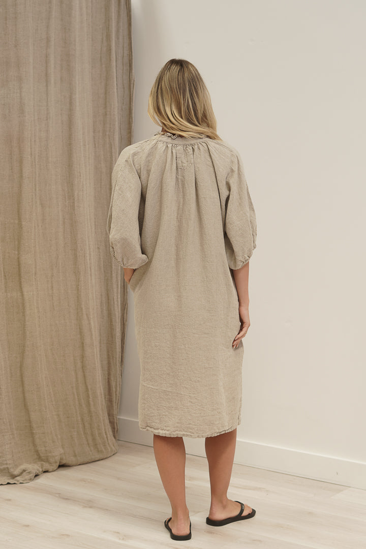 Orabella V-Neck Dress Natural (With Pockets)