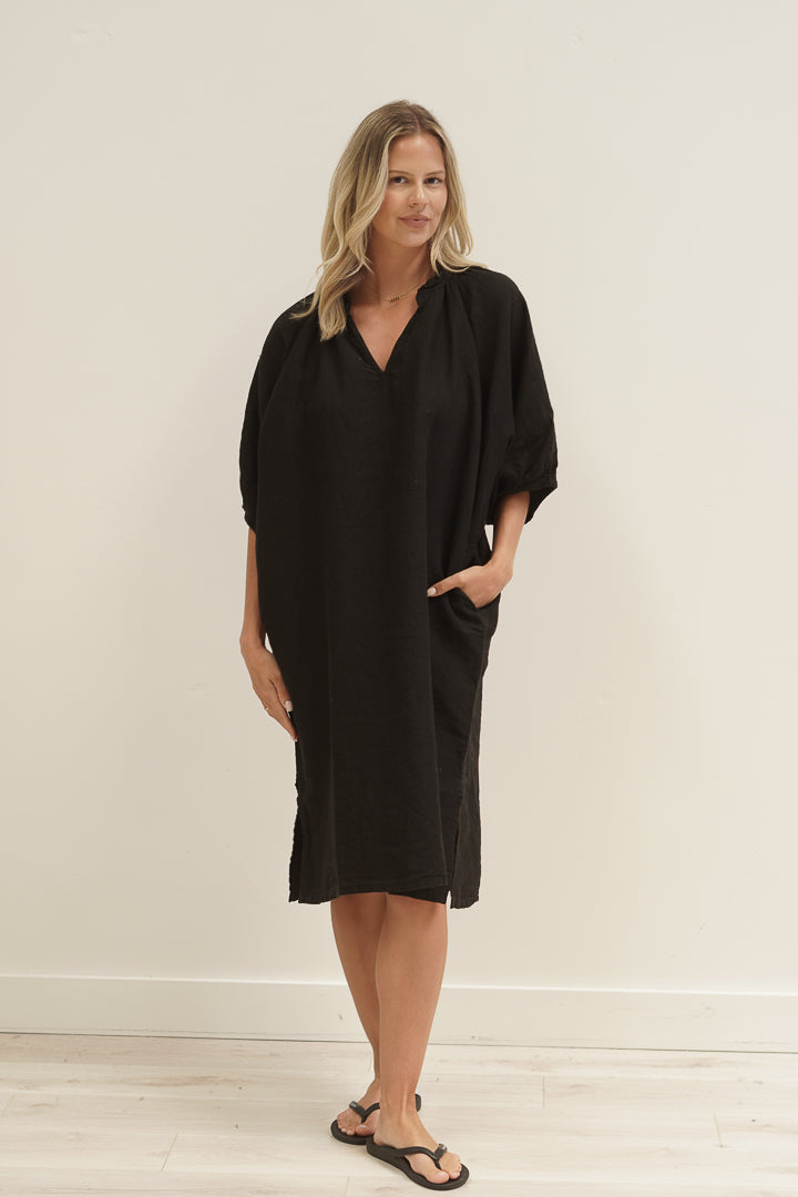 Orabella V-Neck Dress Black (With Pockets!)