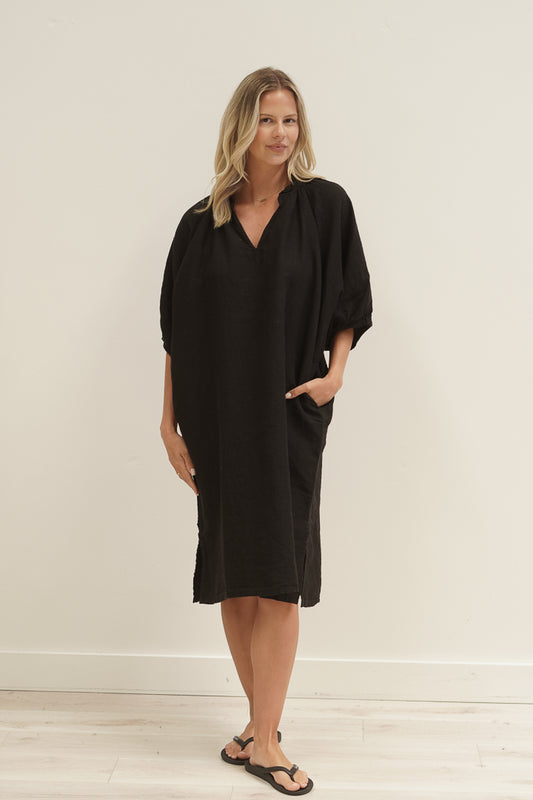 Orabella V-Neck Dress Black (With Pockets!)