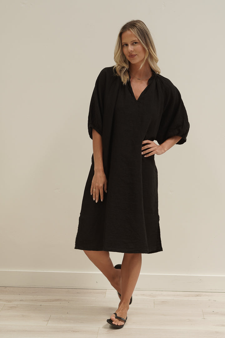 Orabella V-Neck Dress Black (With Pockets!)