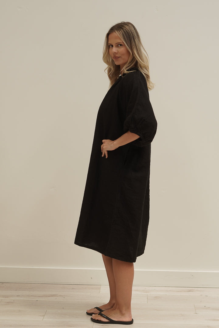 Orabella V-Neck Dress Black (With Pockets!)