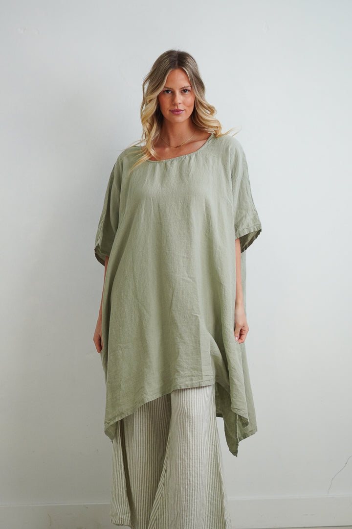 Maria Oversized Short Kaftan Desert Sage