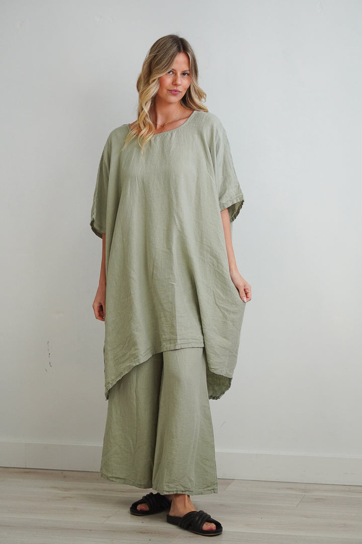 Maria Oversized Short Kaftan Desert Sage