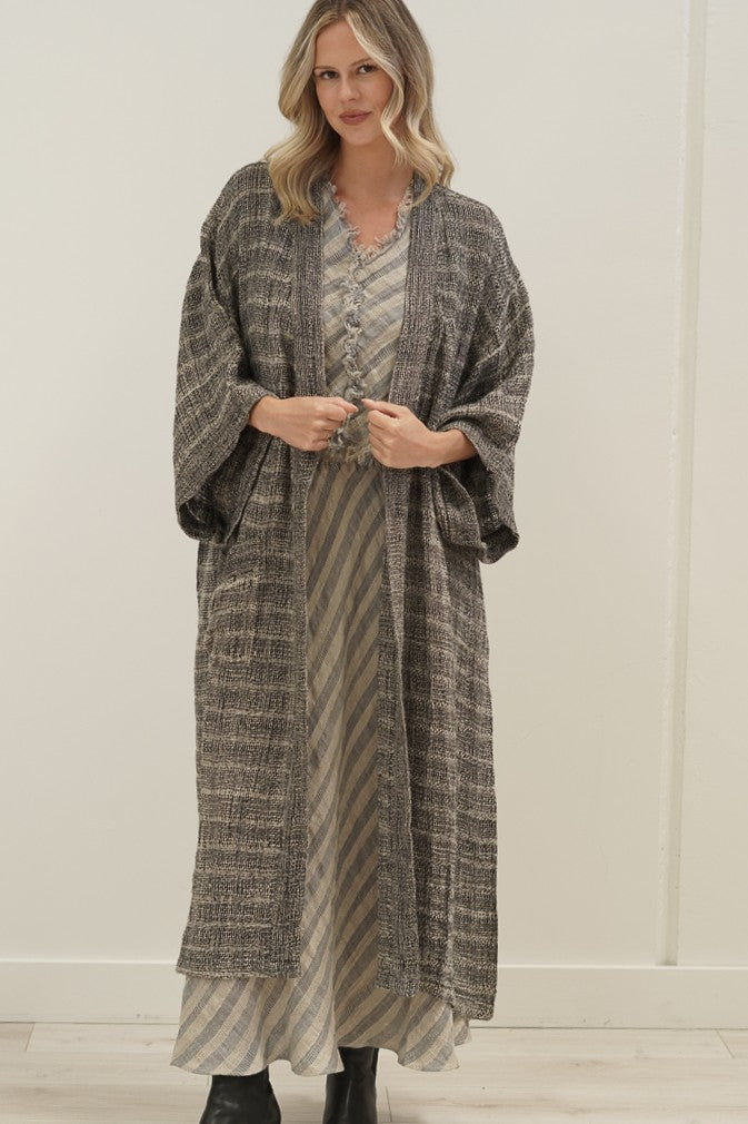 Pippa Duster Coat Black & Natural Spaced
