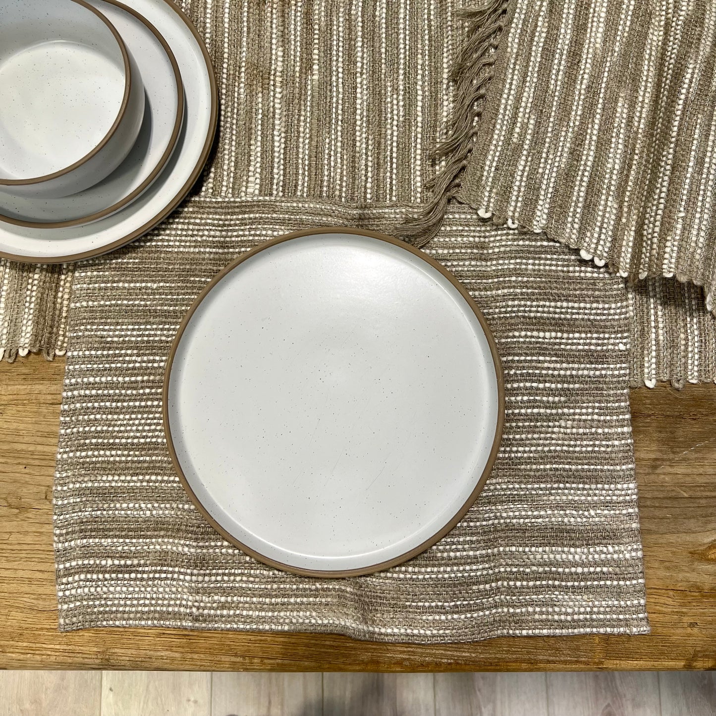 Oriel Ombre Linen Placemat - Natural & White