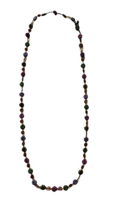 Long Embroidered Wooden Bead Necklace N6-5955CFU