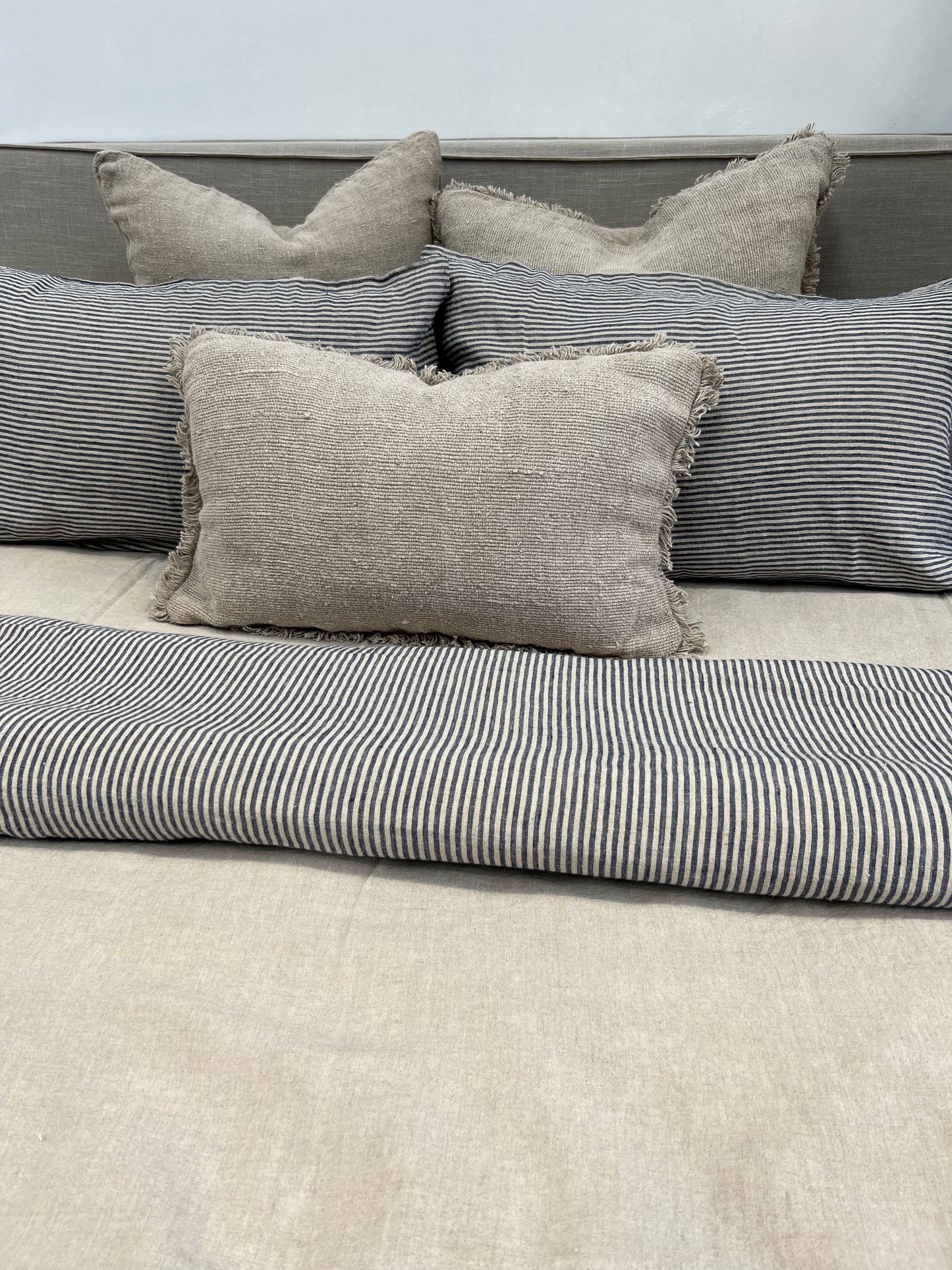 Noemi Reversible Quilt Cover Blue Stripe Set Of 3