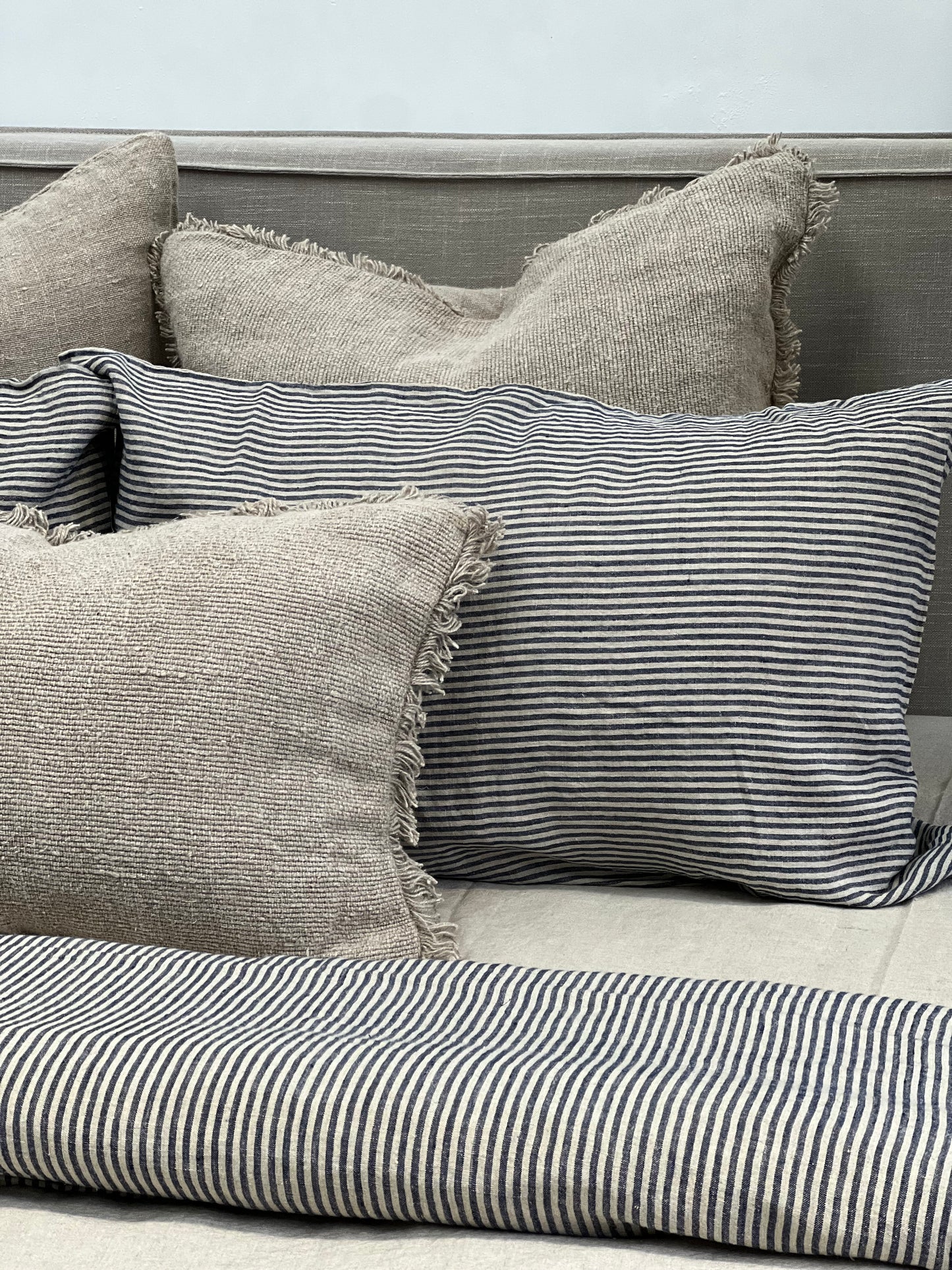 Noemi Reversible Quilt Cover Blue Stripe Set Of 3
