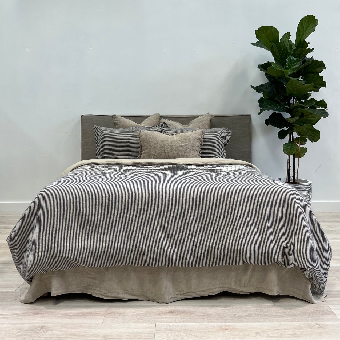 Noemi Reversible Quilt Cover Blue Stripe Set Of 3