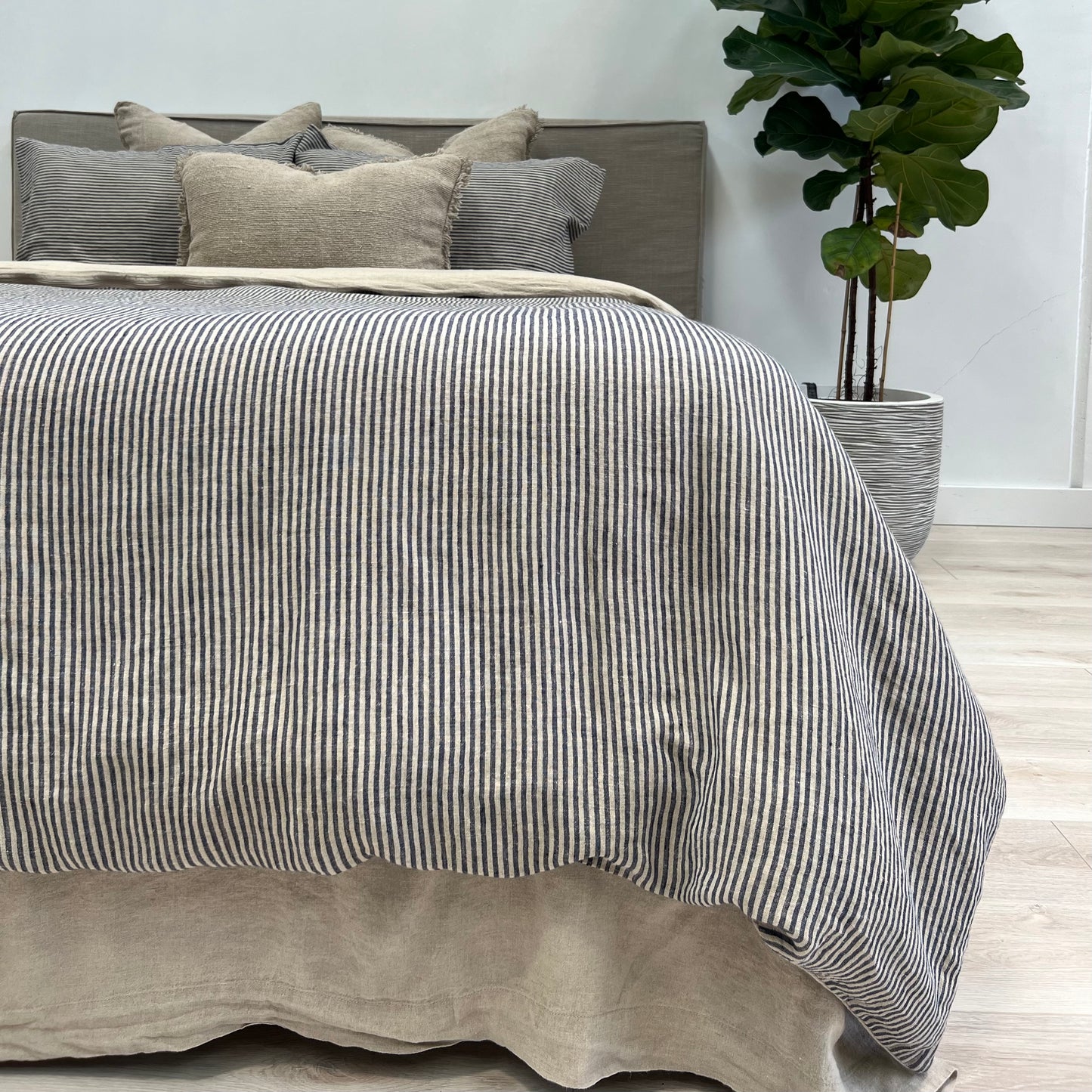 Noemi Reversible Quilt Cover Blue Stripe Set Of 3