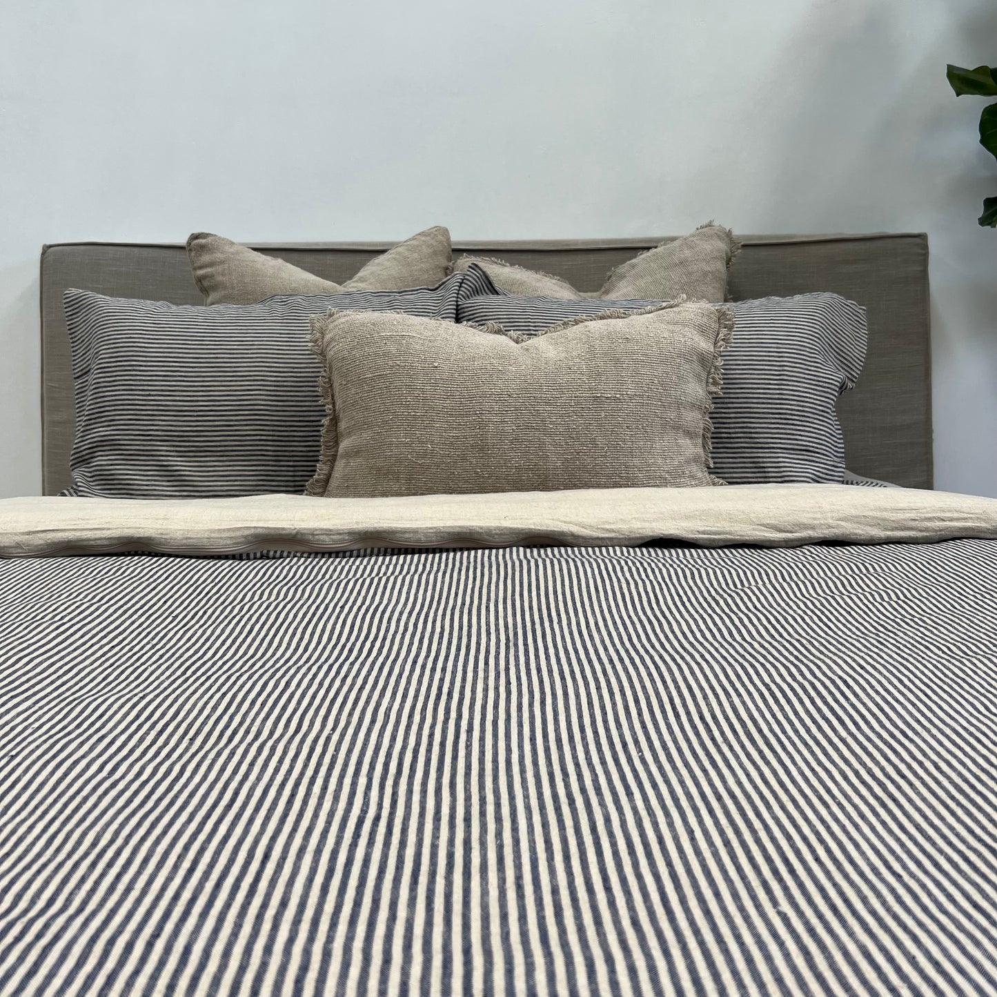 Noemi Reversible Quilt Cover Blue Stripe Set Of 3
