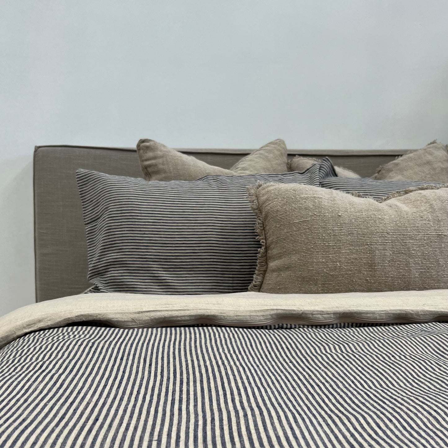 Noemi Reversible Quilt Cover Blue Stripe Set Of 3
