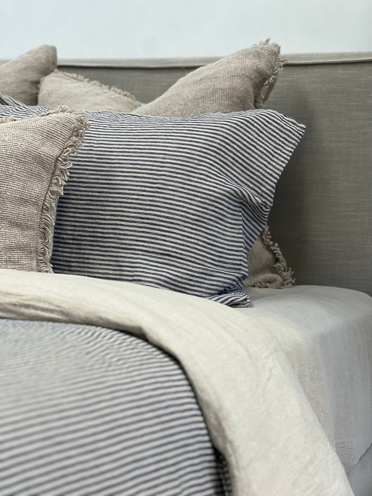 Noemi Reversible Quilt Cover Blue Stripe Set Of 3