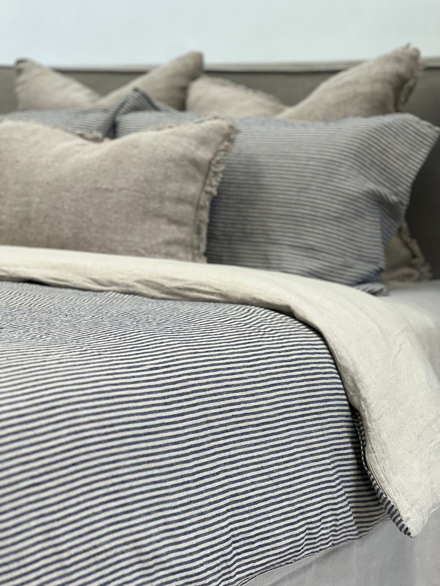 Noemi Reversible Quilt Cover Blue Stripe Set Of 3