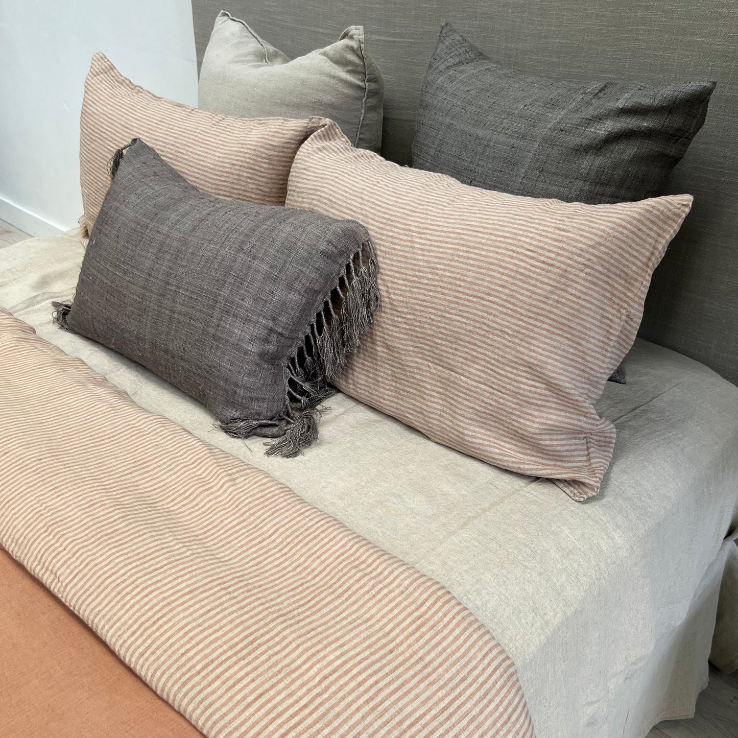 Noemi Reversible Quilt Cover Sandstone Stripe