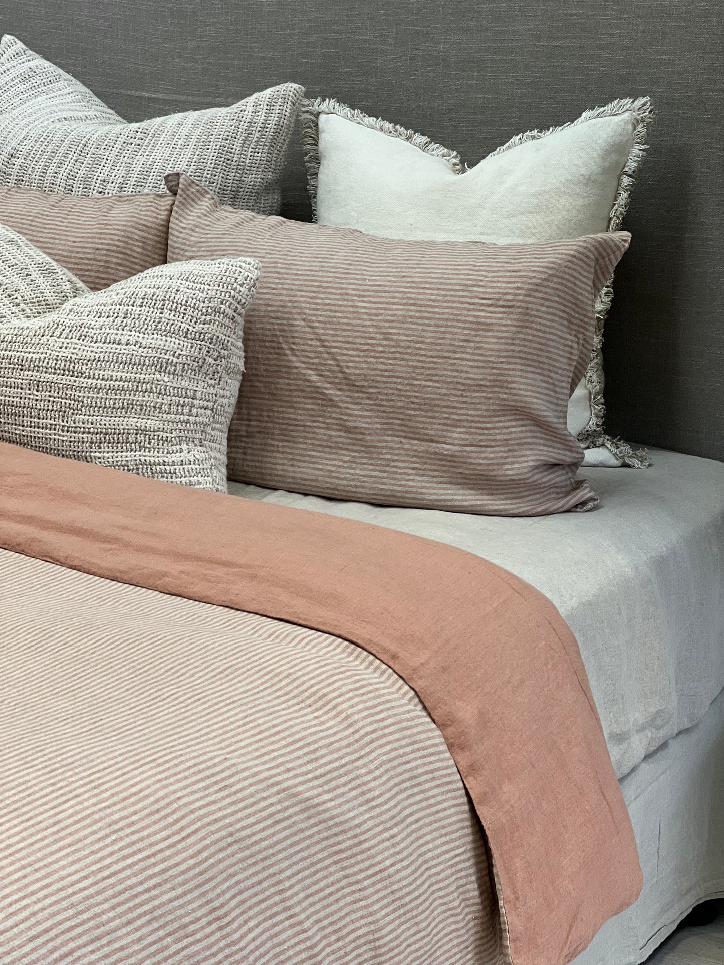 Noemi Reversible Quilt Cover Sandstone Stripe