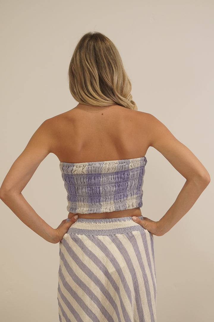 Reggie Tube Top Heather Blue Check