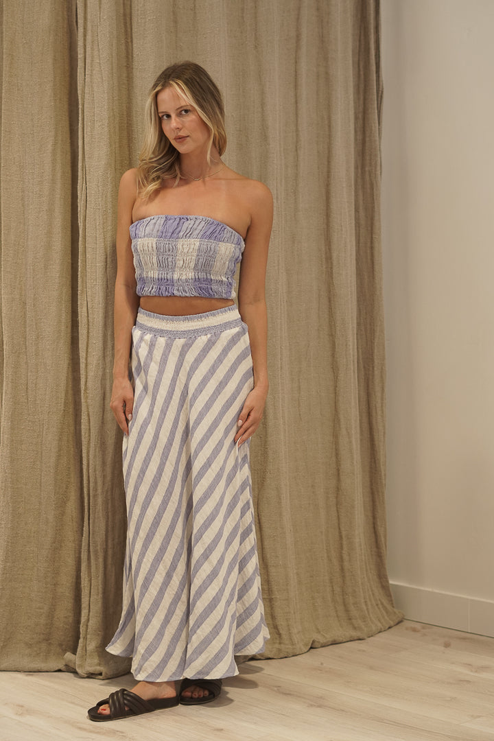 Reggie Tube Top Heather Blue Check