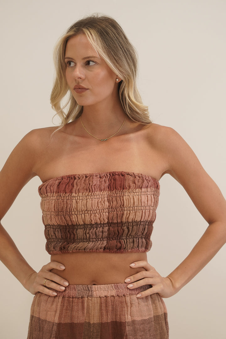 Reggie Tube Top Cameo Brown Combo