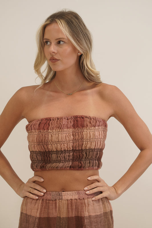 Reggie Tube Top Cameo Brown Combo