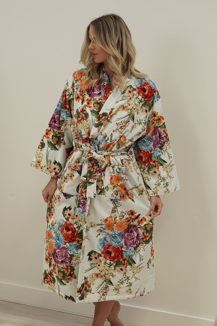 Camilla Bouquet White Velvet Robe