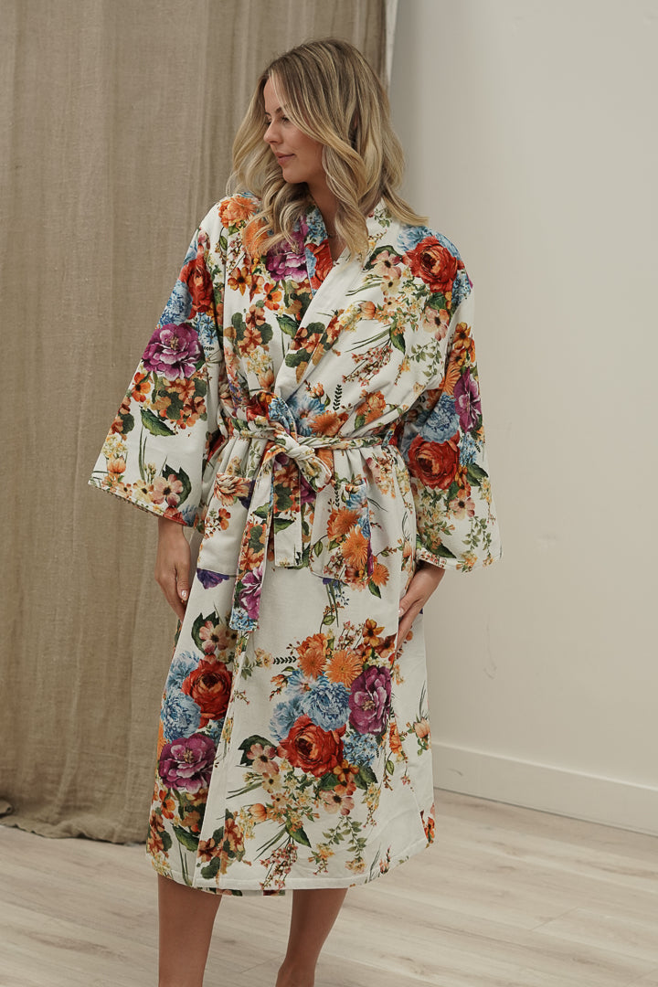 Camilla Bouquet White Velvet Robe