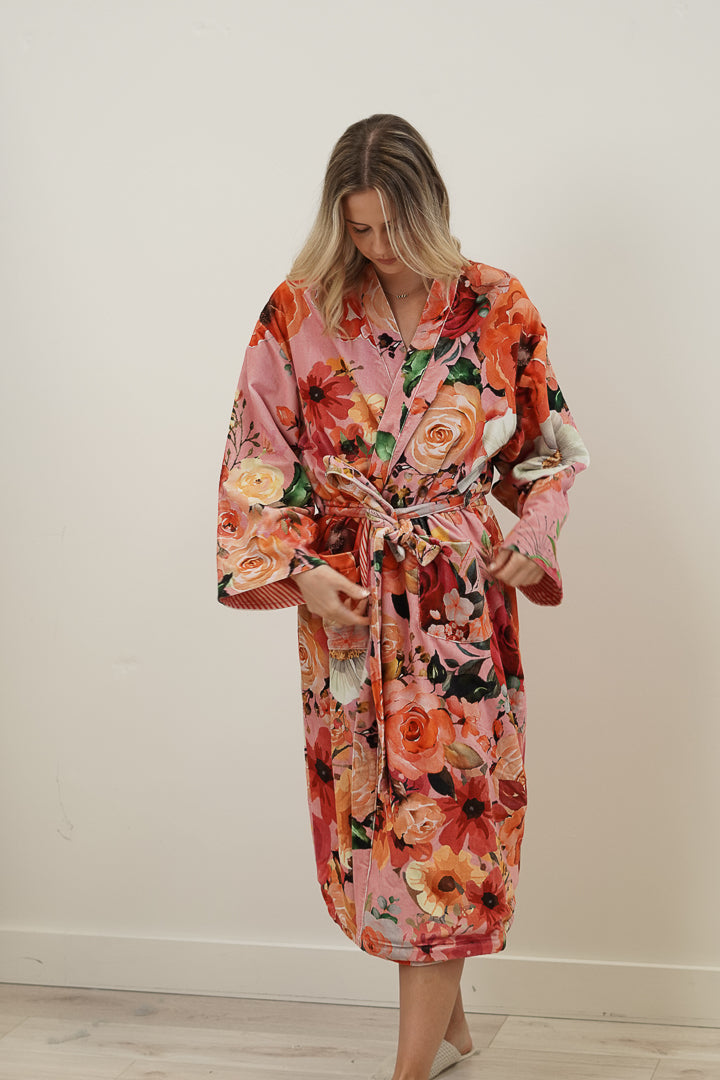 Tuscan Rose Pink Velvet Robe
