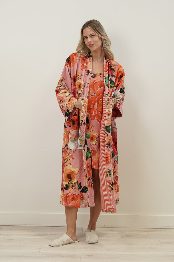 Tuscan Rose Pink Velvet Robe