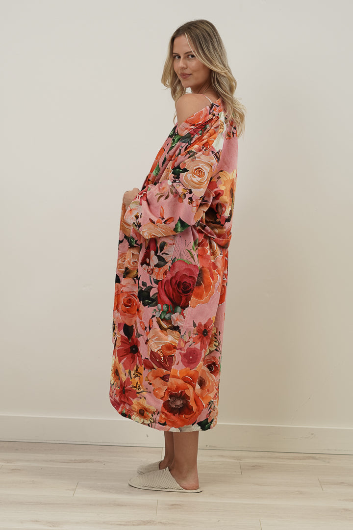 Tuscan Rose Pink Velvet Robe