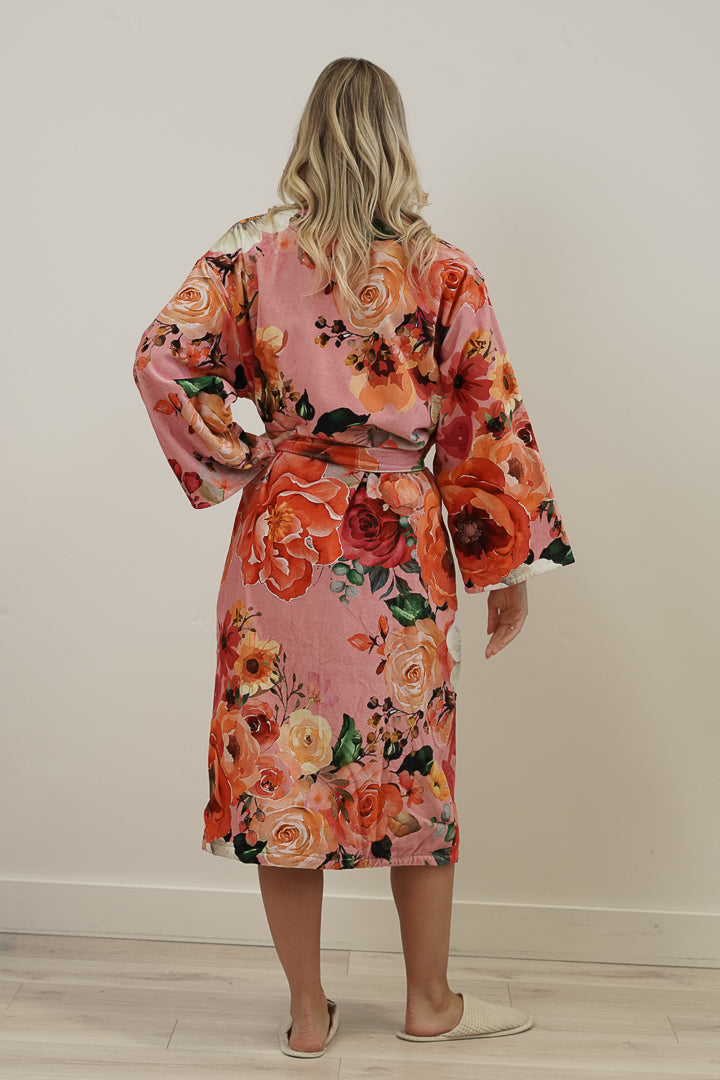 Tuscan Rose Pink Velvet Robe