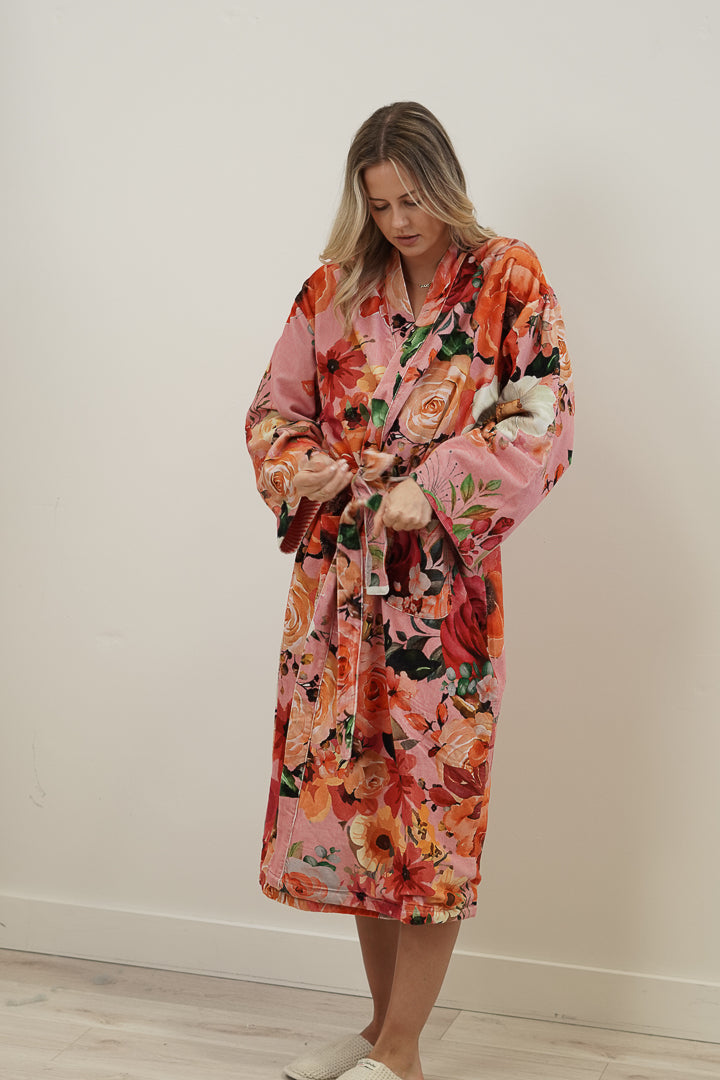 Tuscan Rose Pink Velvet Robe