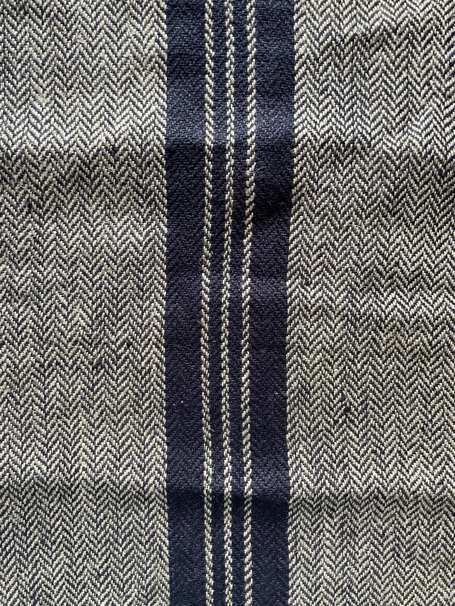 Empire Herringbone Table Runner Natural & Navy
