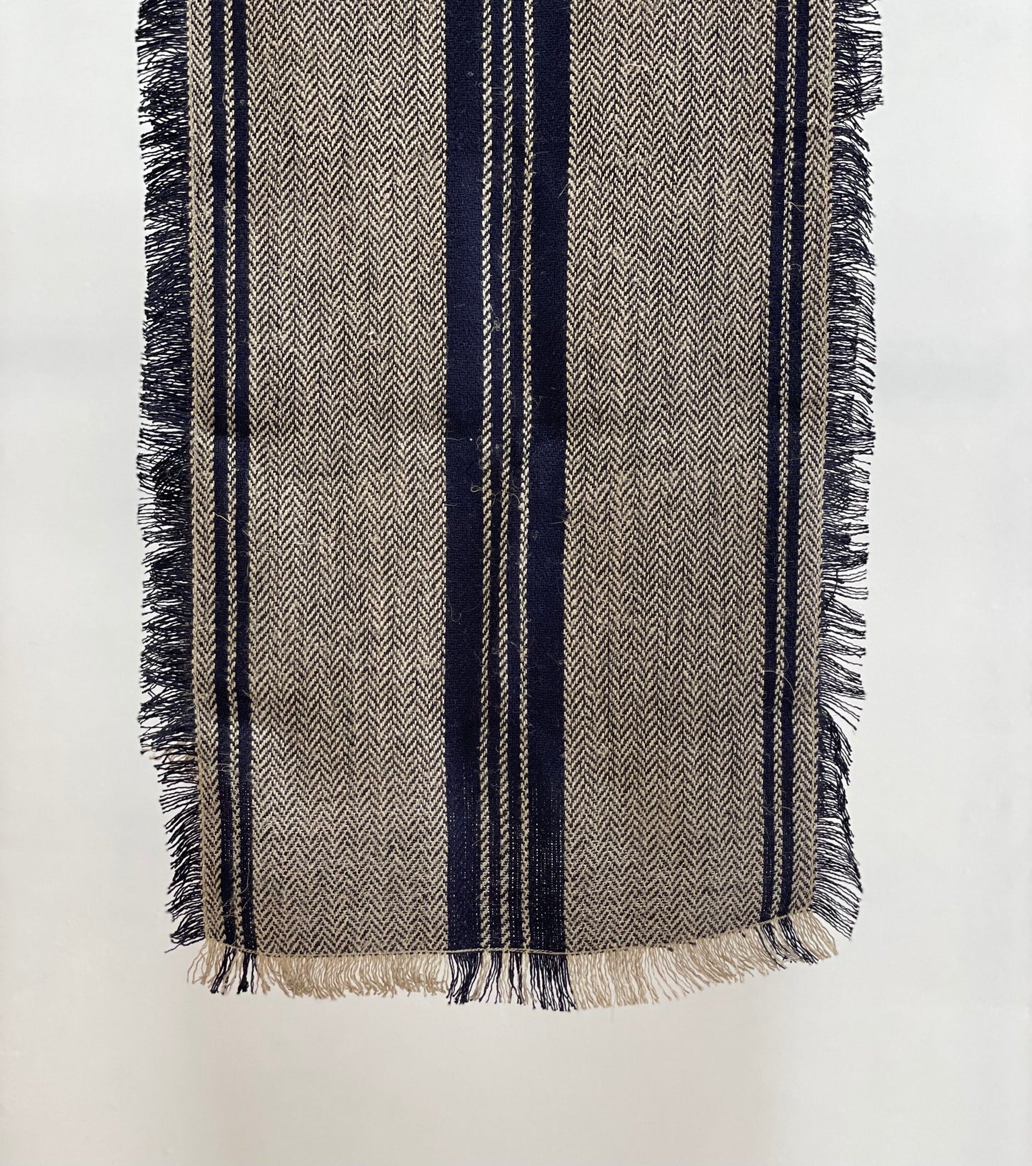 Empire Herringbone Table Runner Natural & Navy