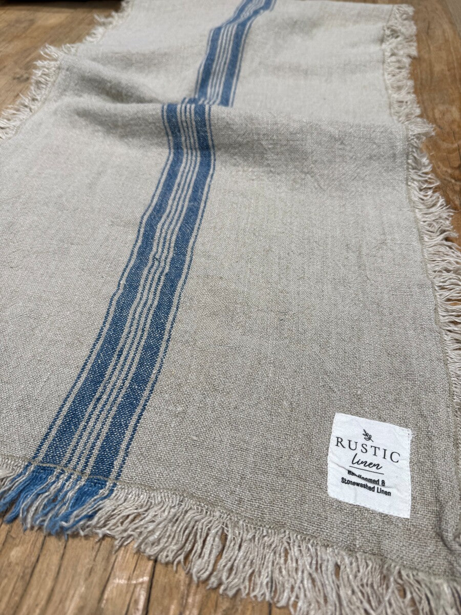Puro Lino Table Runner Blue Stripes 40 X 140 Cm