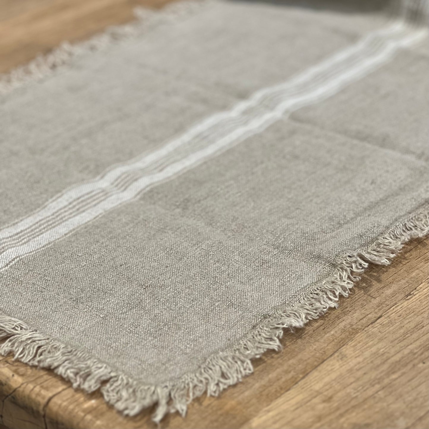Puro Lino White Stripe Table Runner 40X140Cm
