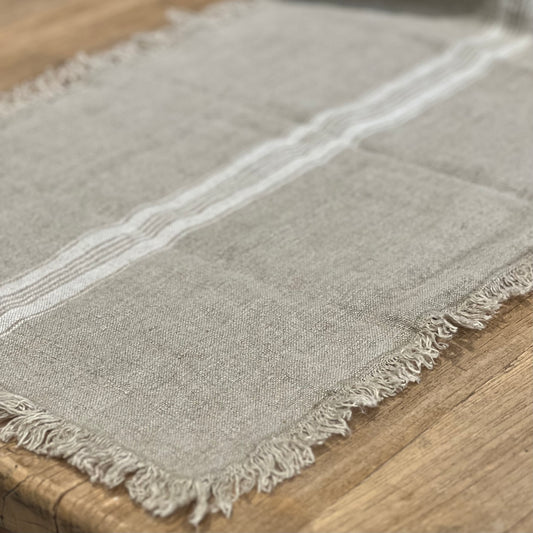 Puro Lino White Stripe Table Runner 40X140Cm