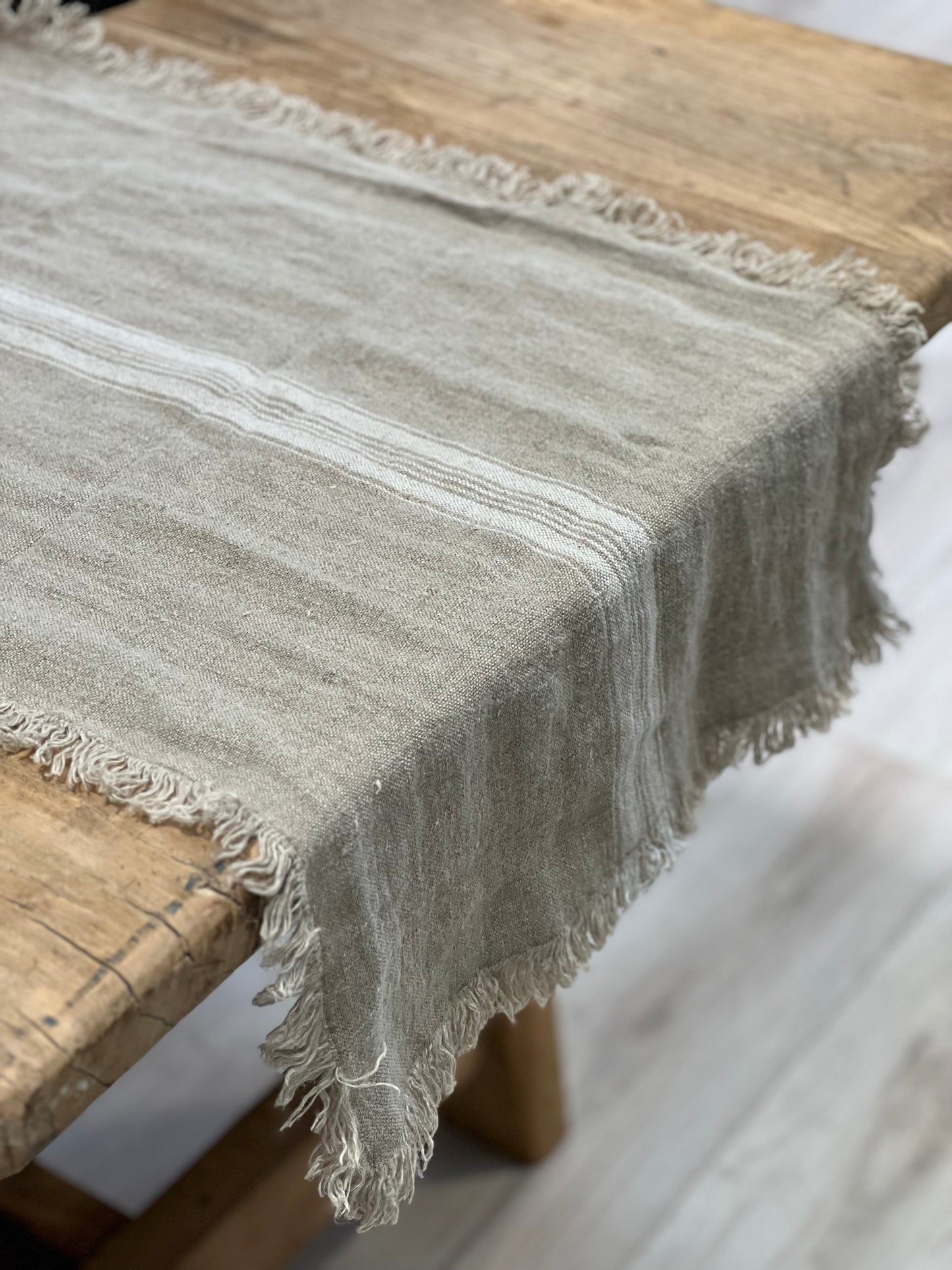 Puro Lino White Stripe Table Runner 40X140Cm