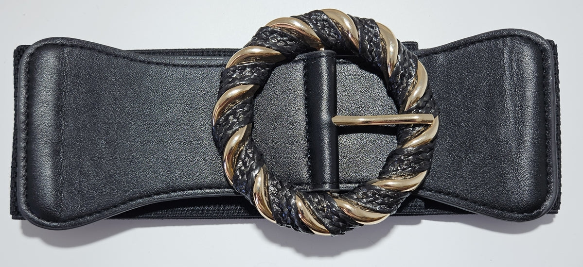 Round Buckle Elastic Stretch Belt