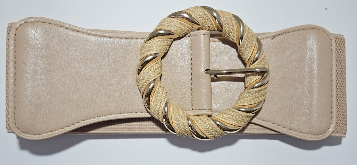 Round Buckle Elastic Stretch Belt