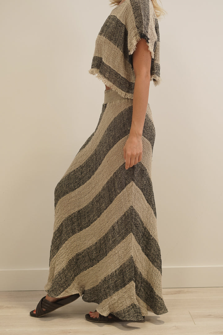 Sottana Linen Skirt Natural & Black
