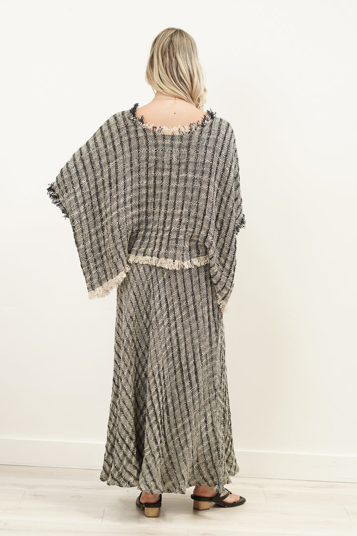 Sarita Fringed Top Black & Natural Blocks